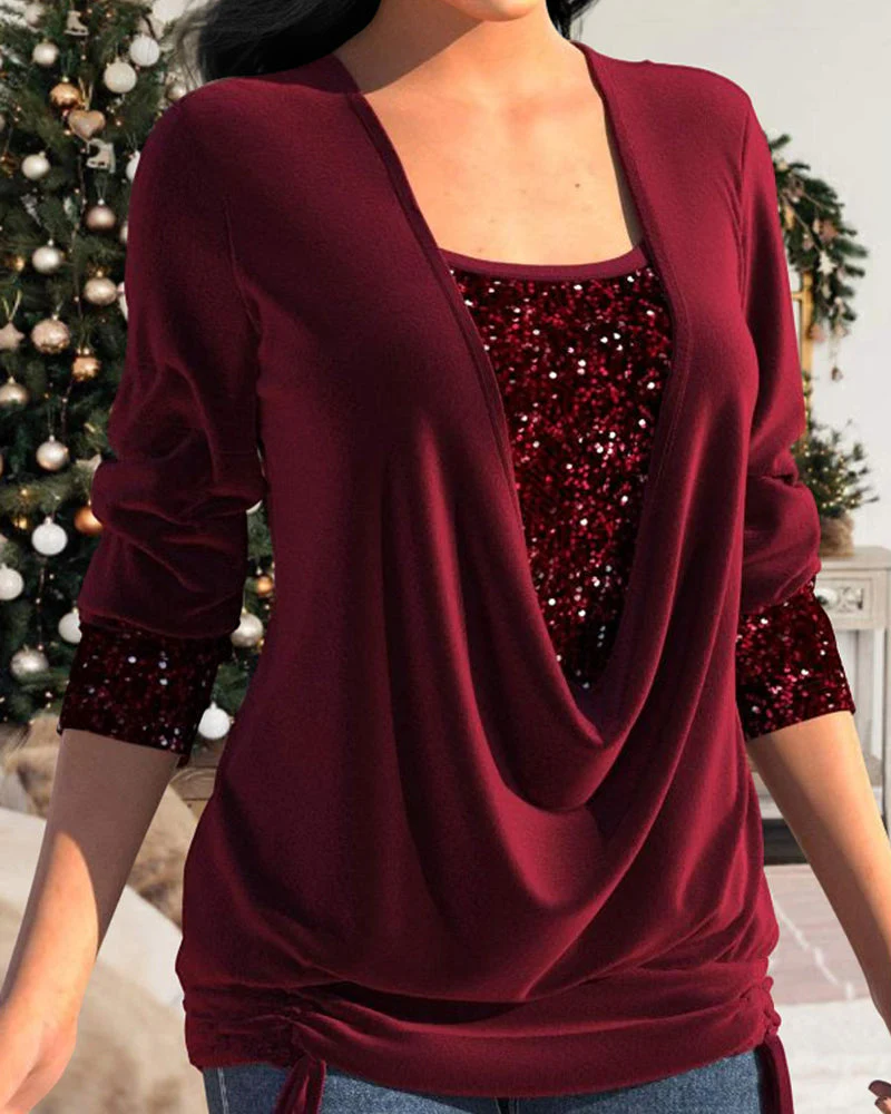 Judith® | Sequin Top With A Deep V-Neck - Image 2