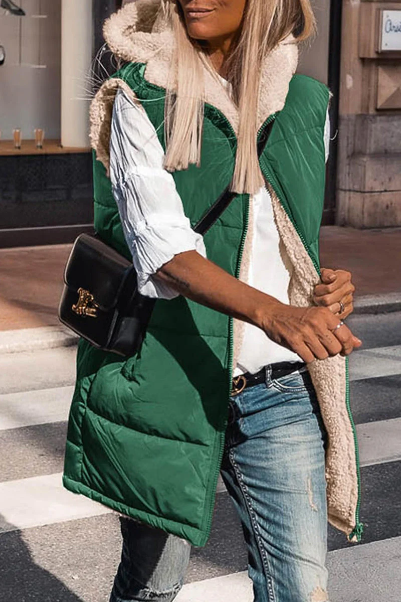 Julia | Casual solid patchwork tops with hooded collar - Image 10