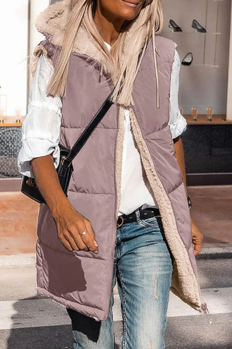 Julia | Casual solid patchwork tops with hooded collar - Image 11