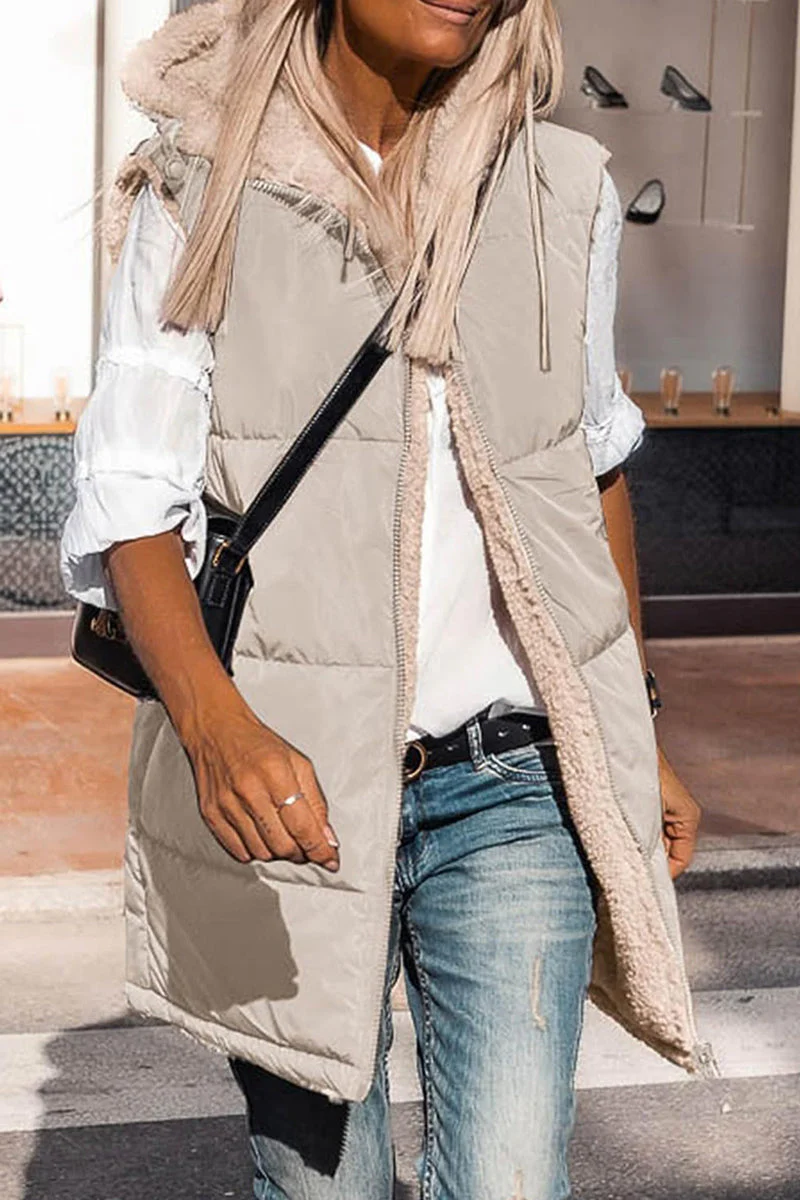 Julia | Casual solid patchwork tops with hooded collar - Image 12