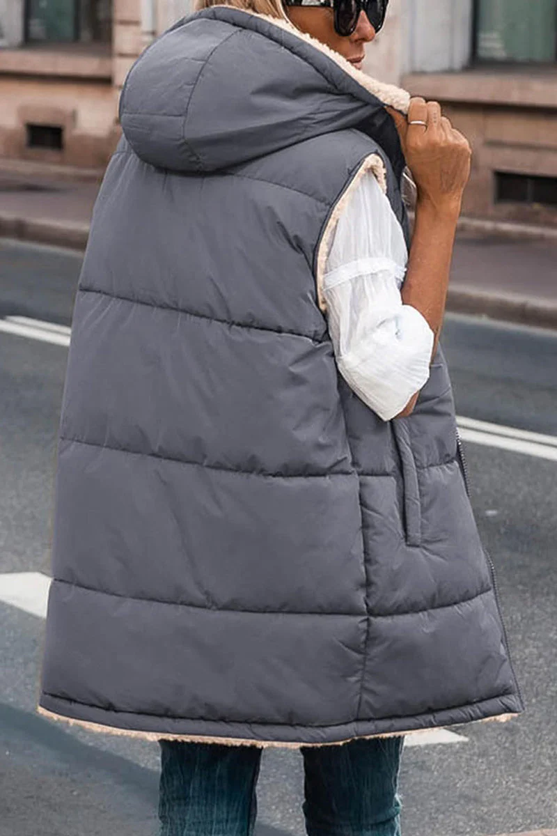 Julia | Casual solid patchwork tops with hooded collar - Image 13