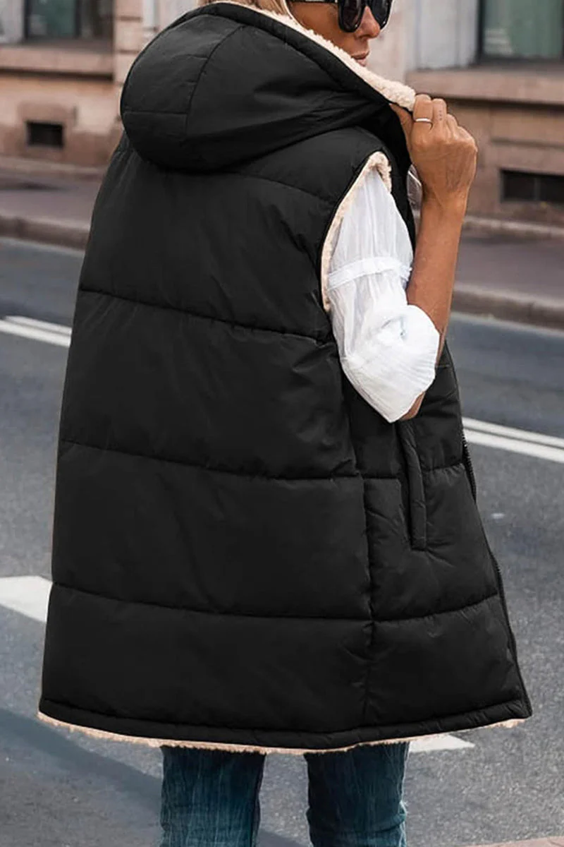 Julia | Casual solid patchwork tops with hooded collar - Image 14