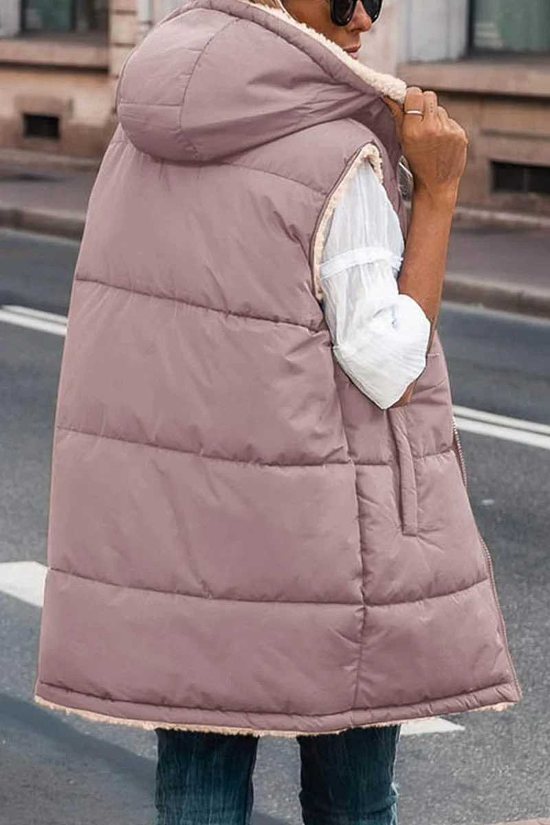 Julia | Casual solid patchwork tops with hooded collar - Image 15