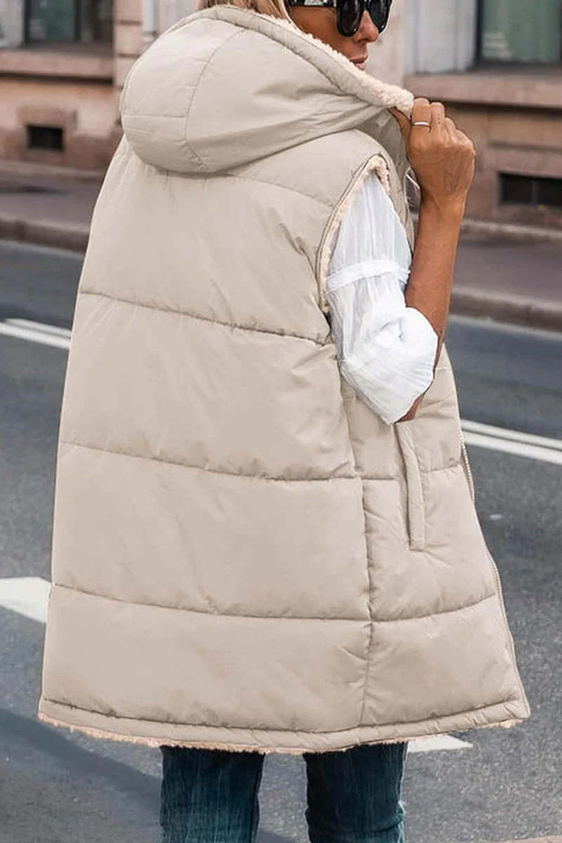 Julia | Casual solid patchwork tops with hooded collar - Image 16