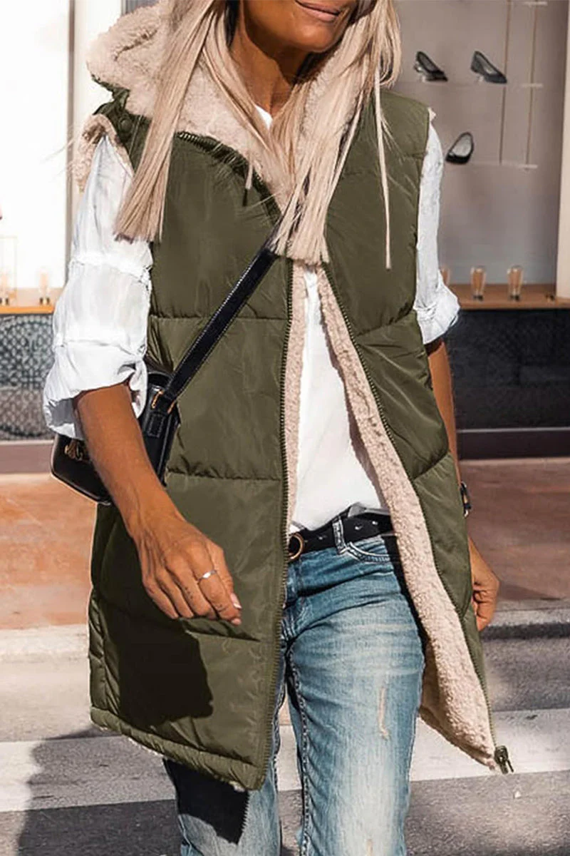 Julia | Casual solid patchwork tops with hooded collar - Image 2