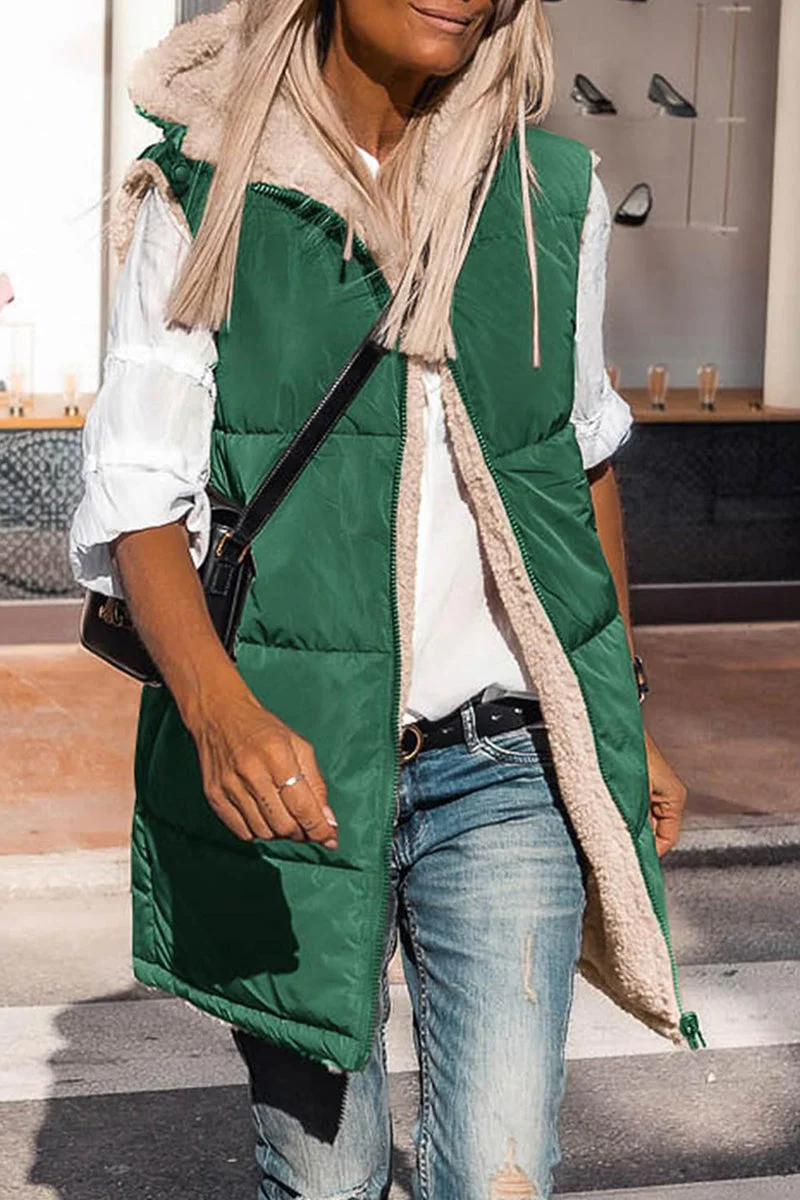Julia | Casual solid patchwork tops with hooded collar - Image 5