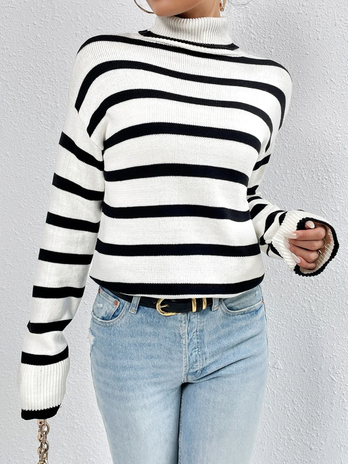 Julia® | Casual Striped Turtleneck Sweater - Image 3