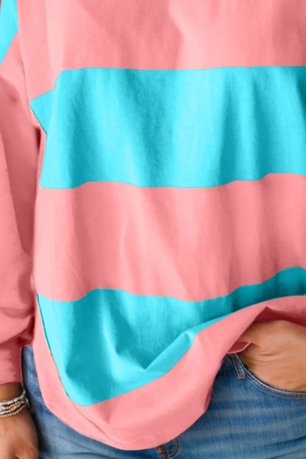 Julia | Color block long sleeve crew neck top - Image 3