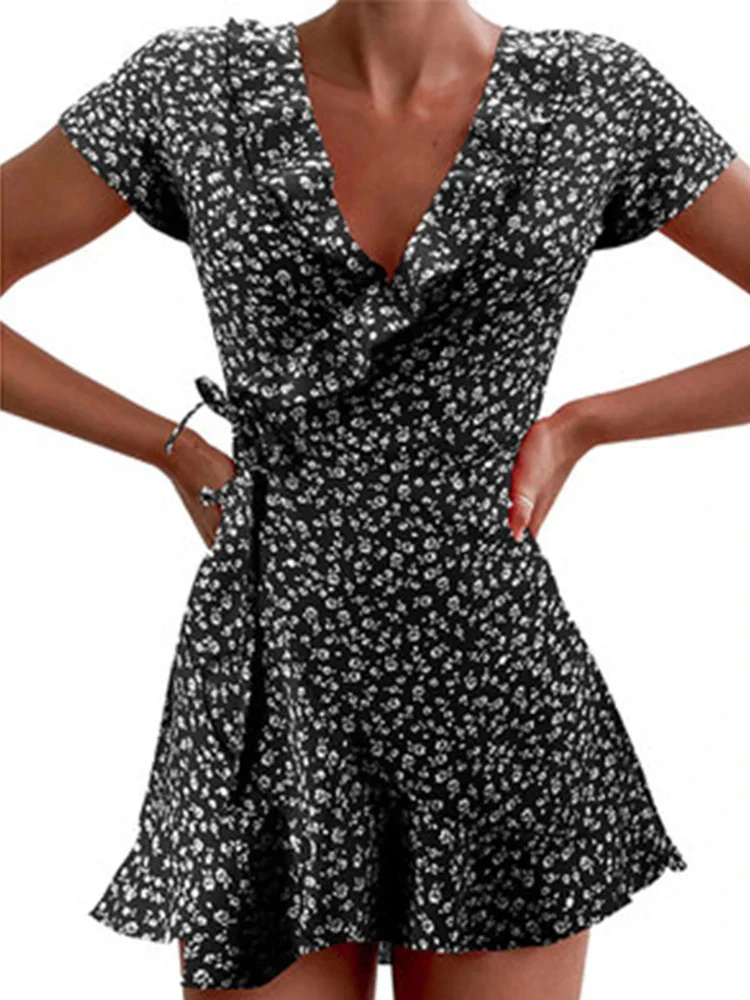 Julia® | Elegant Floral Mini Dress With V-Neck And A-Line Design - Image 3