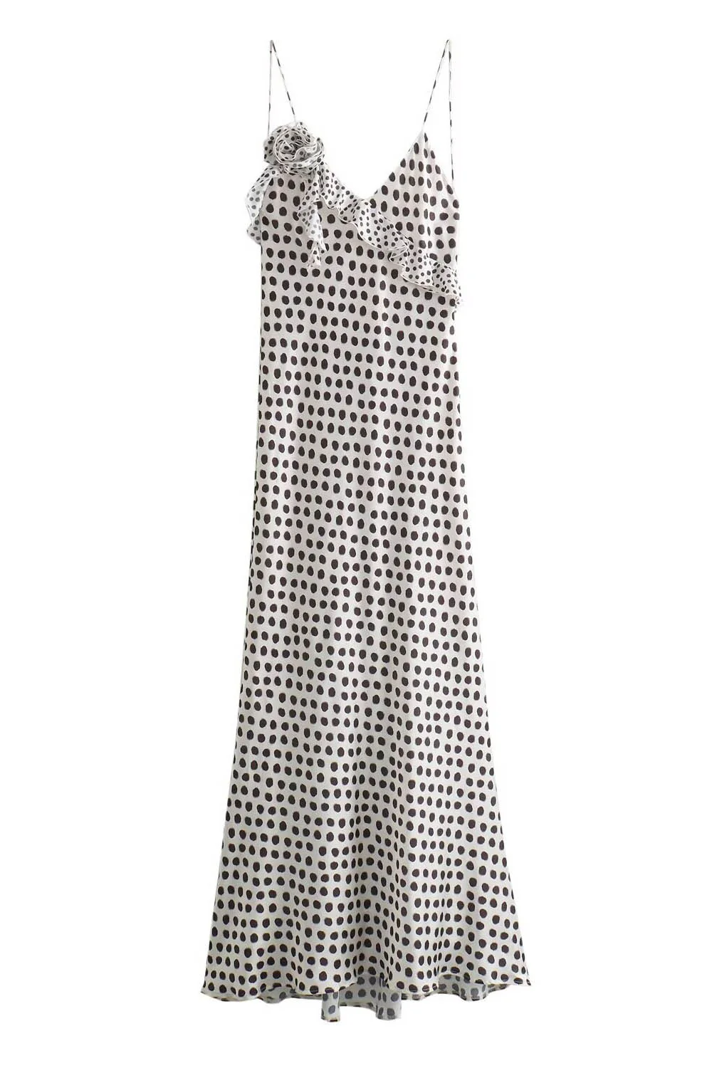 Julia® | Imaginative, Dotted, Ruffled Guipure Lace Strap Maxi Dress - Image 4