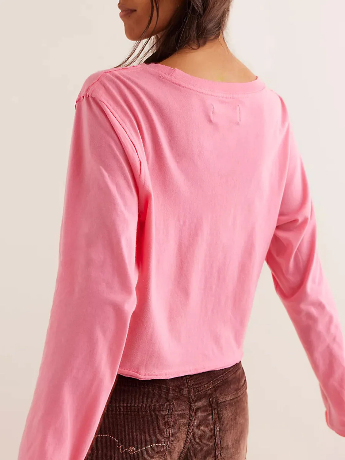 Julia | Long sleeve, cropped crew neck t-shirt - Image 2