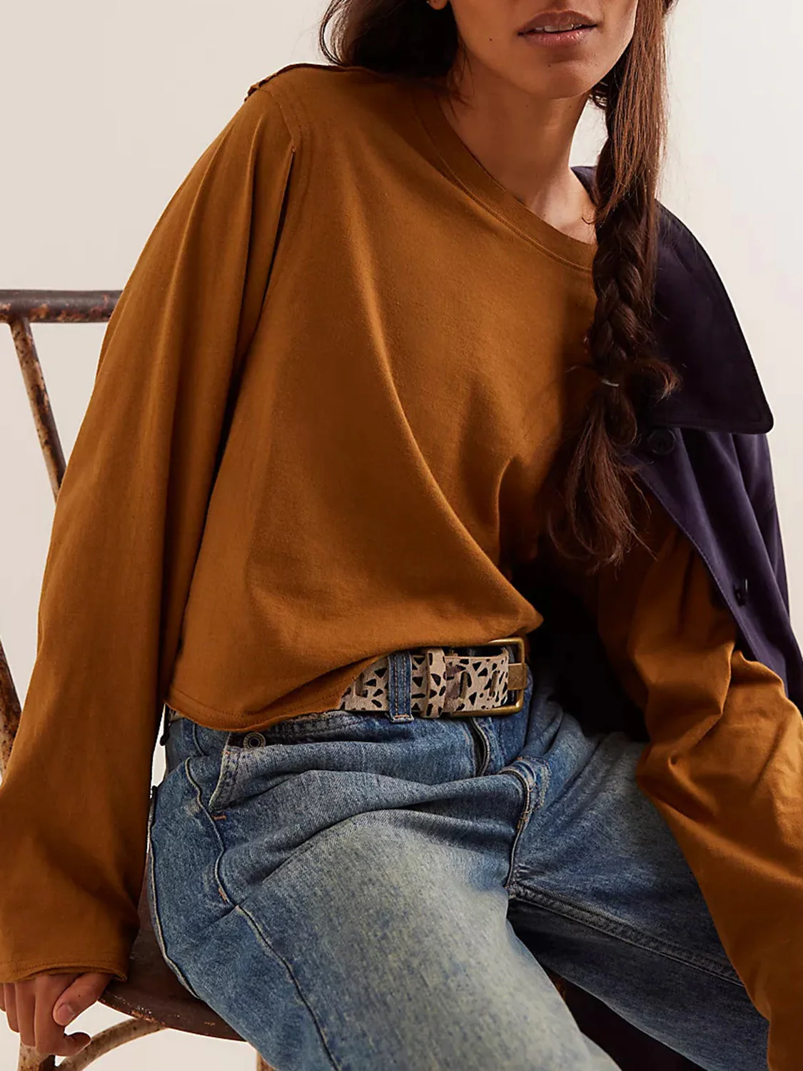 Julia | Long sleeve, cropped crew neck t-shirt - Image 4