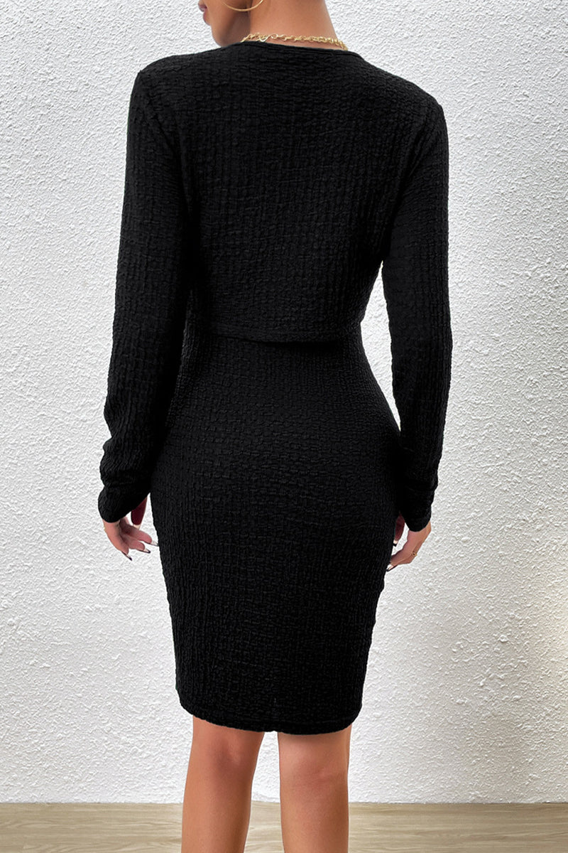 Juliana | Elegant solid buttons, O-neck, long sleeves, two piece - Image 12