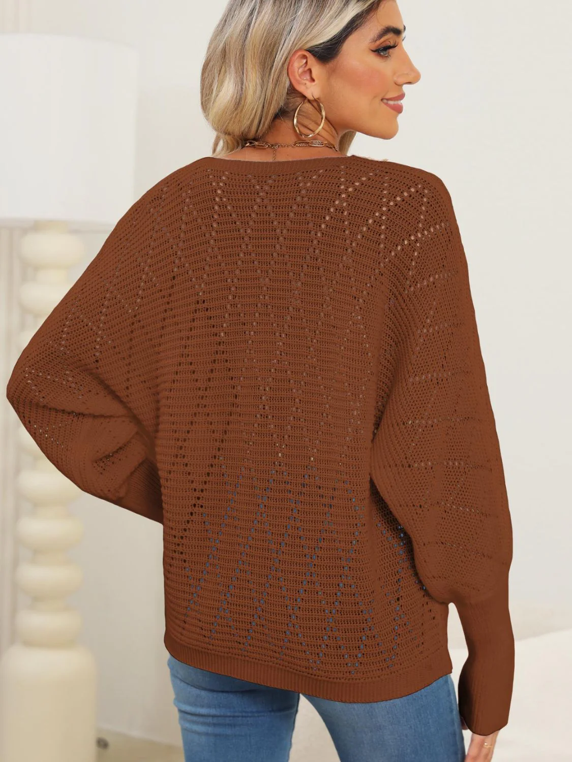 Juliana | Long sleeve sweater with V-neck and lace detail - Image 5