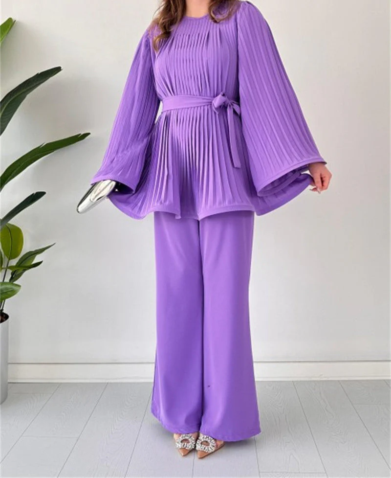 Julie® | Elegant Loose Long-Sleeved Top And Wide-Legged Pants Set - Image 4