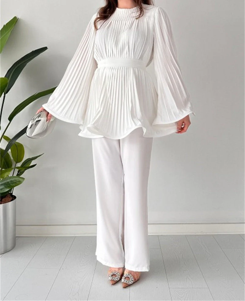 Julie® | Elegant Loose Long-Sleeved Top And Wide-Legged Pants Set - Image 5