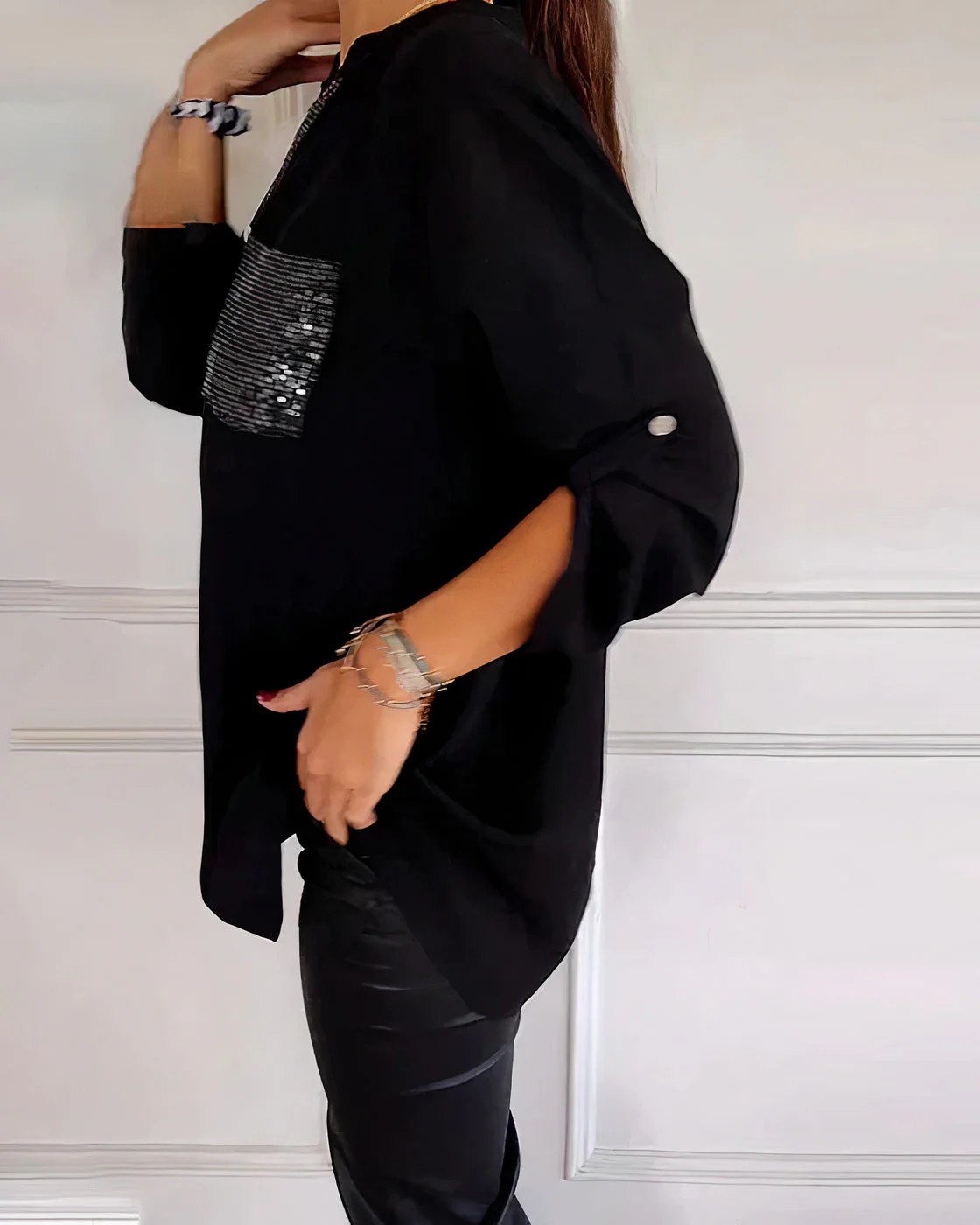 Julieta® | Casual Button Top With Sequins - Image 3