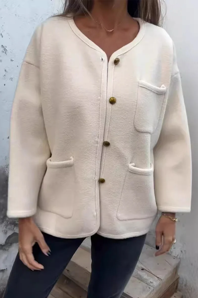 Julieta | Casual outerwear with pocket buttons and O-neck