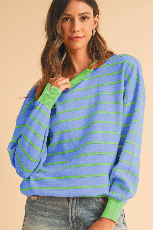 Julieta | Striped, loose sweater with a crew neck and dropped shoulders - Image 4