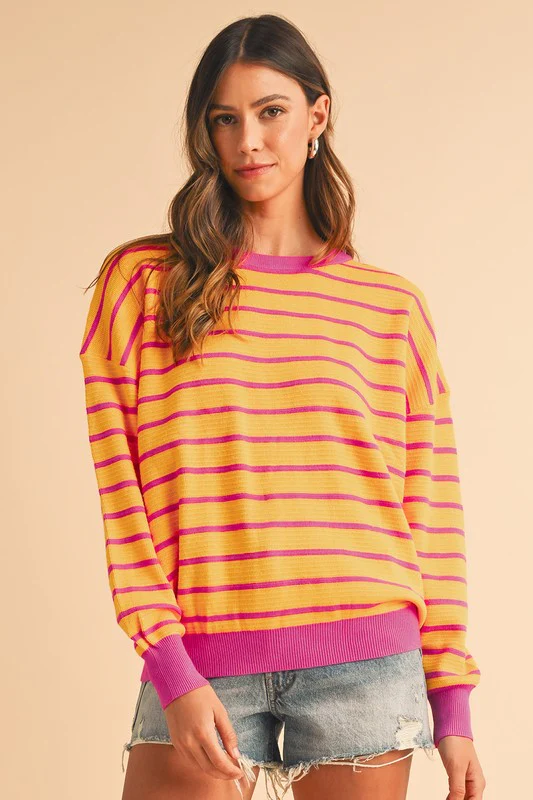 Julieta | Striped, loose sweater with a crew neck and dropped shoulders - Image 8