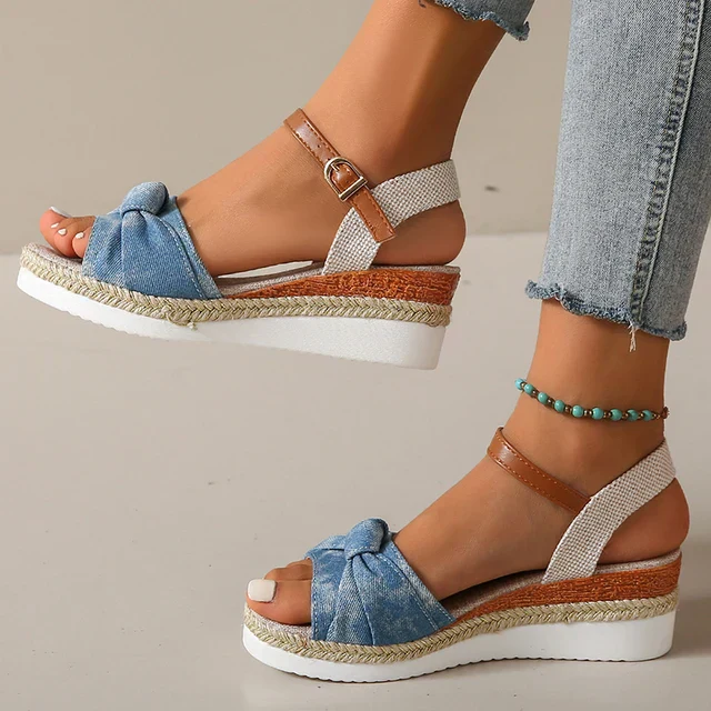 Julieta® | Stylish Knotted Wedge Sandals For Women - Image 3