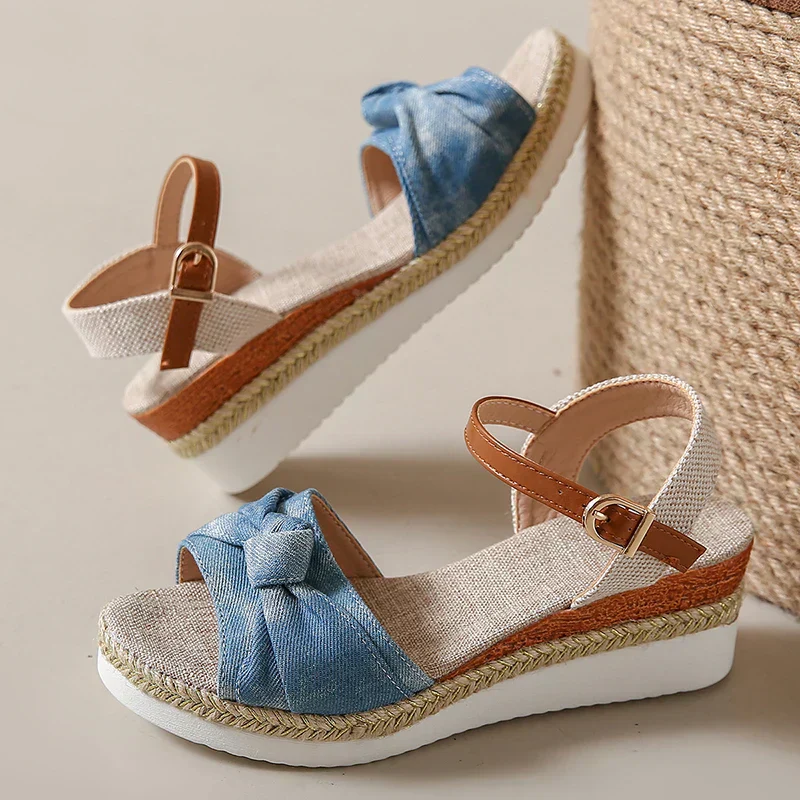 Julieta® | Stylish Knotted Wedge Sandals For Women - Image 4