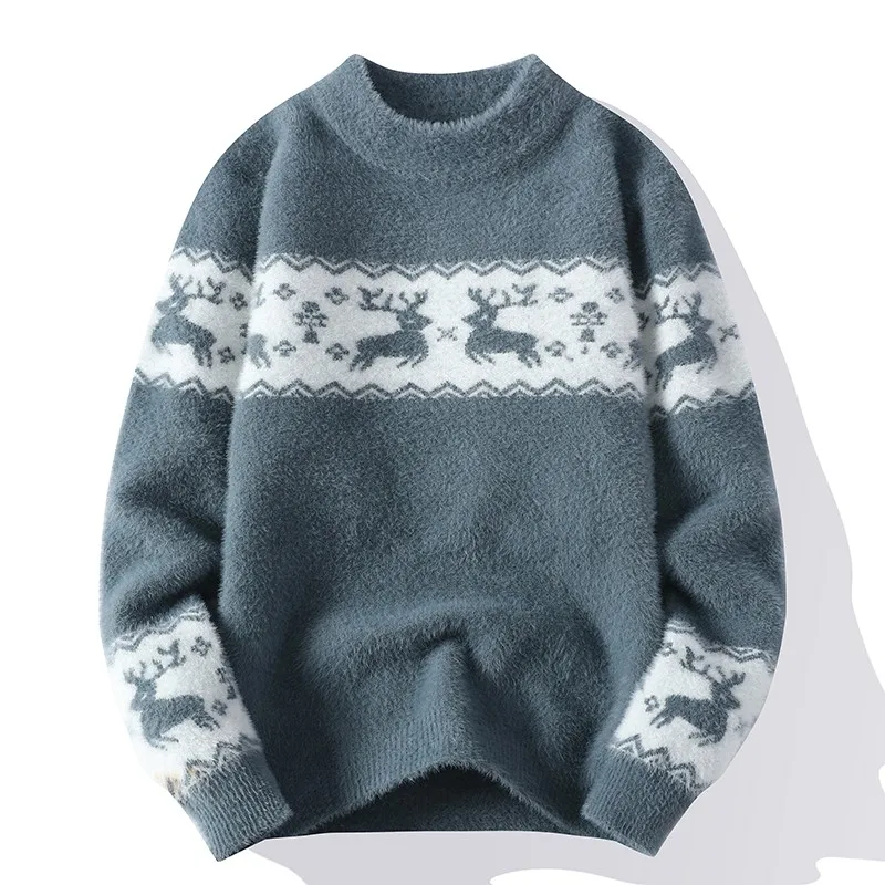 Julieta® | Warm knitted sweater with a Christmas deer print for men - Image 3