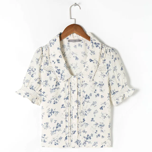 Justina® | Blouse With Floral Pattern And Lace Hem - Image 3