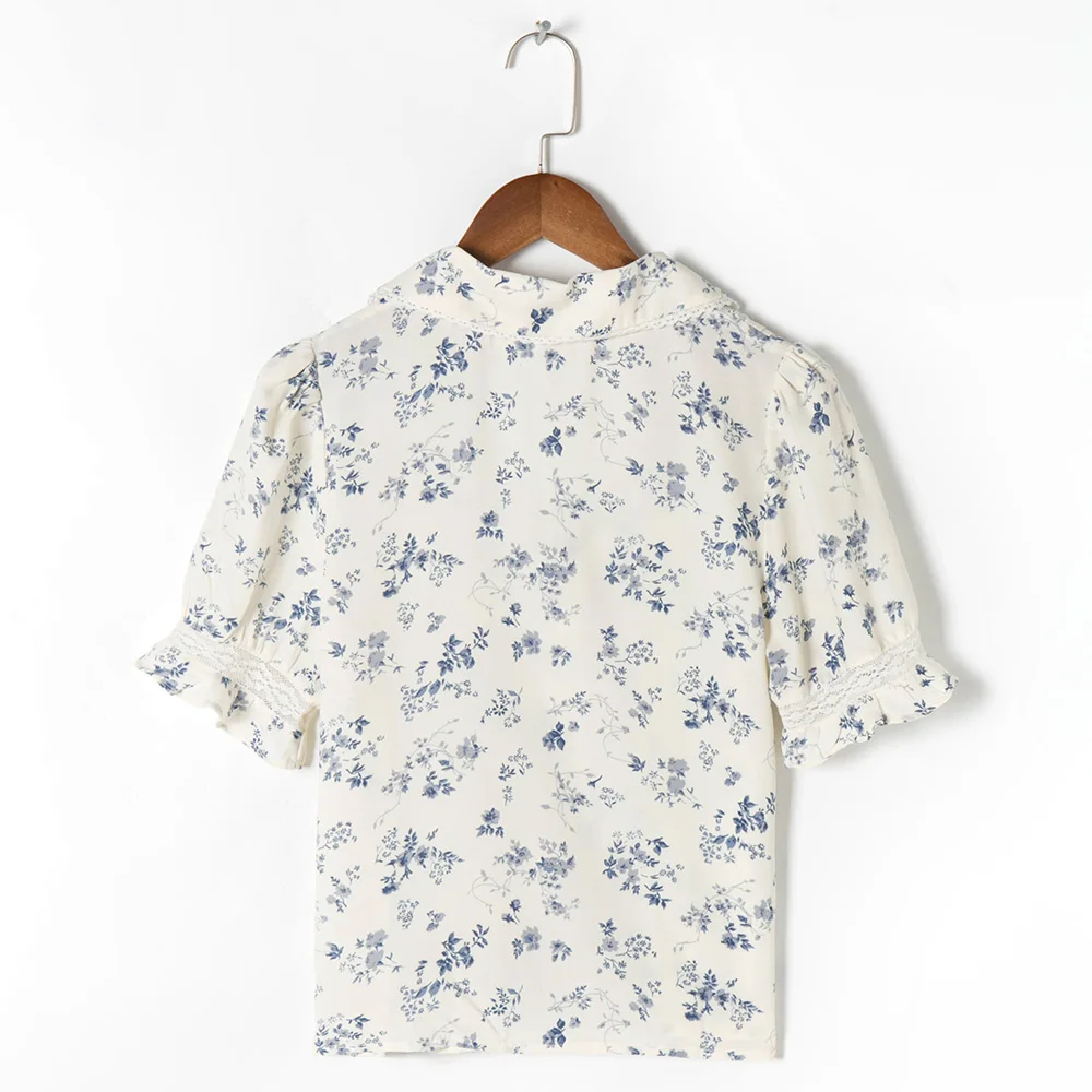 Justina® | Blouse With Floral Pattern And Lace Hem - Image 5
