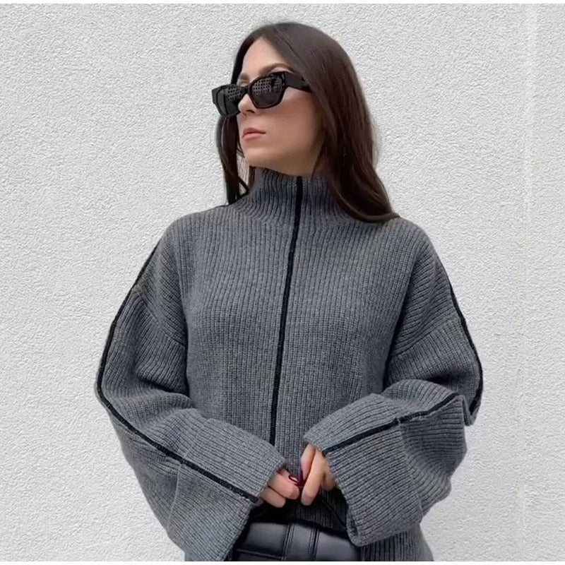 Justina | Stylish knitted sweater with a turtleneck - Image 4