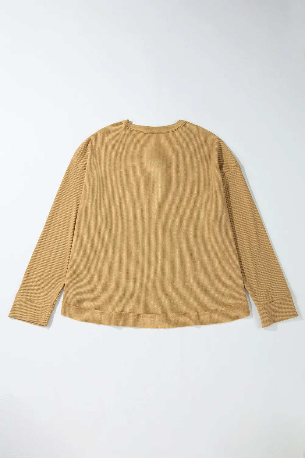 Jutta | Half button waffle knit crew neck top - Image 8
