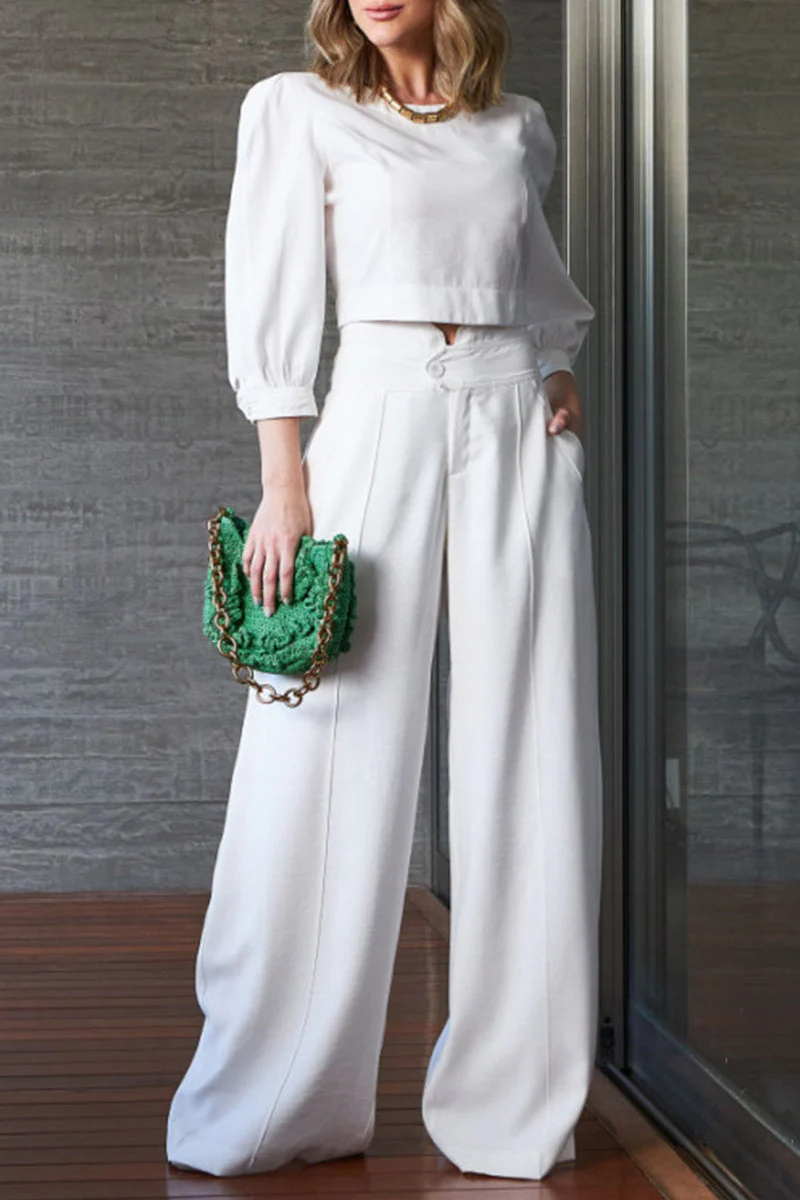 Karen | Elegant, plain two-piece suit with an O-neck and long sleeves - Image 4