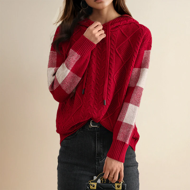 Karen | Jacquard sweater with hood - Image 4