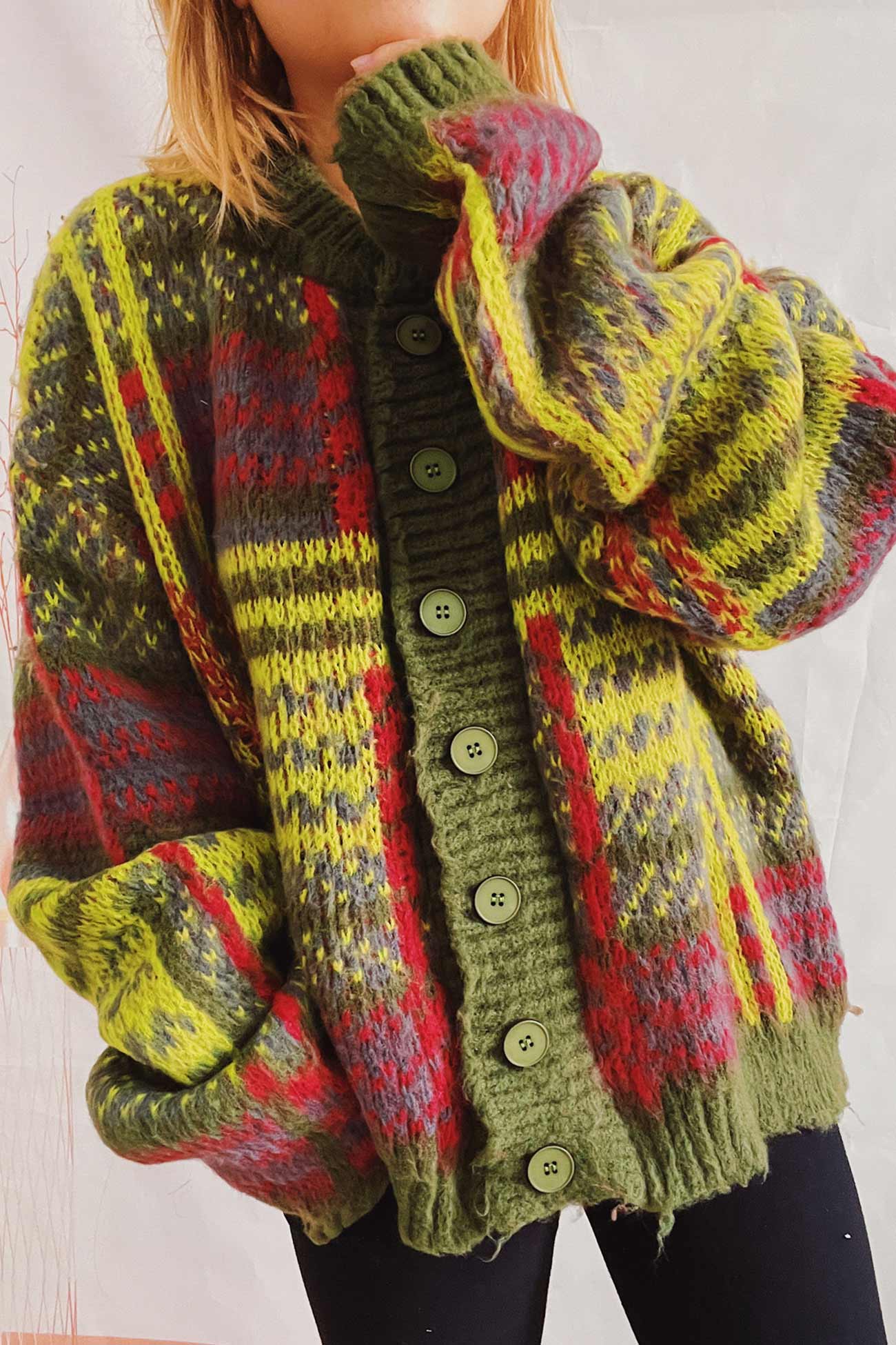 Karin | Vintage cardigan with contrast stripes - Image 9