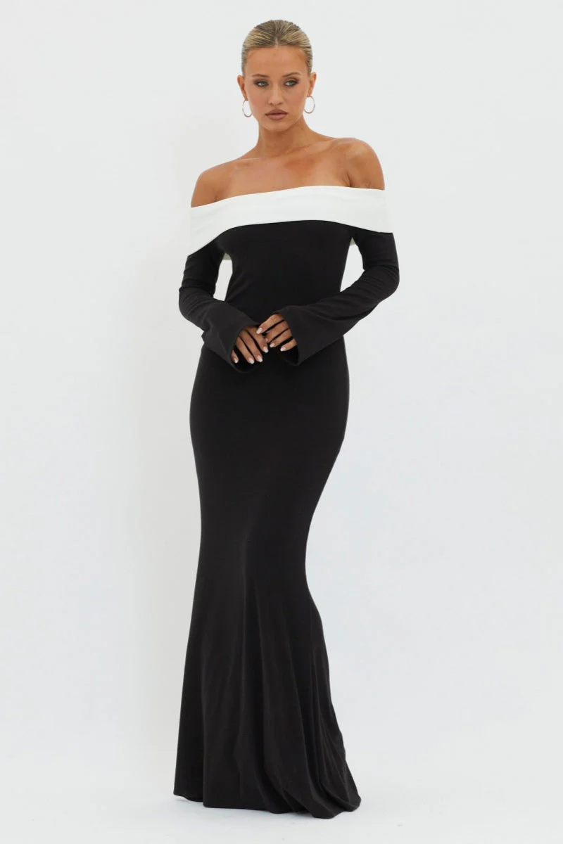 Karina® | Off-The-Shoulder Maxi Knit Dress