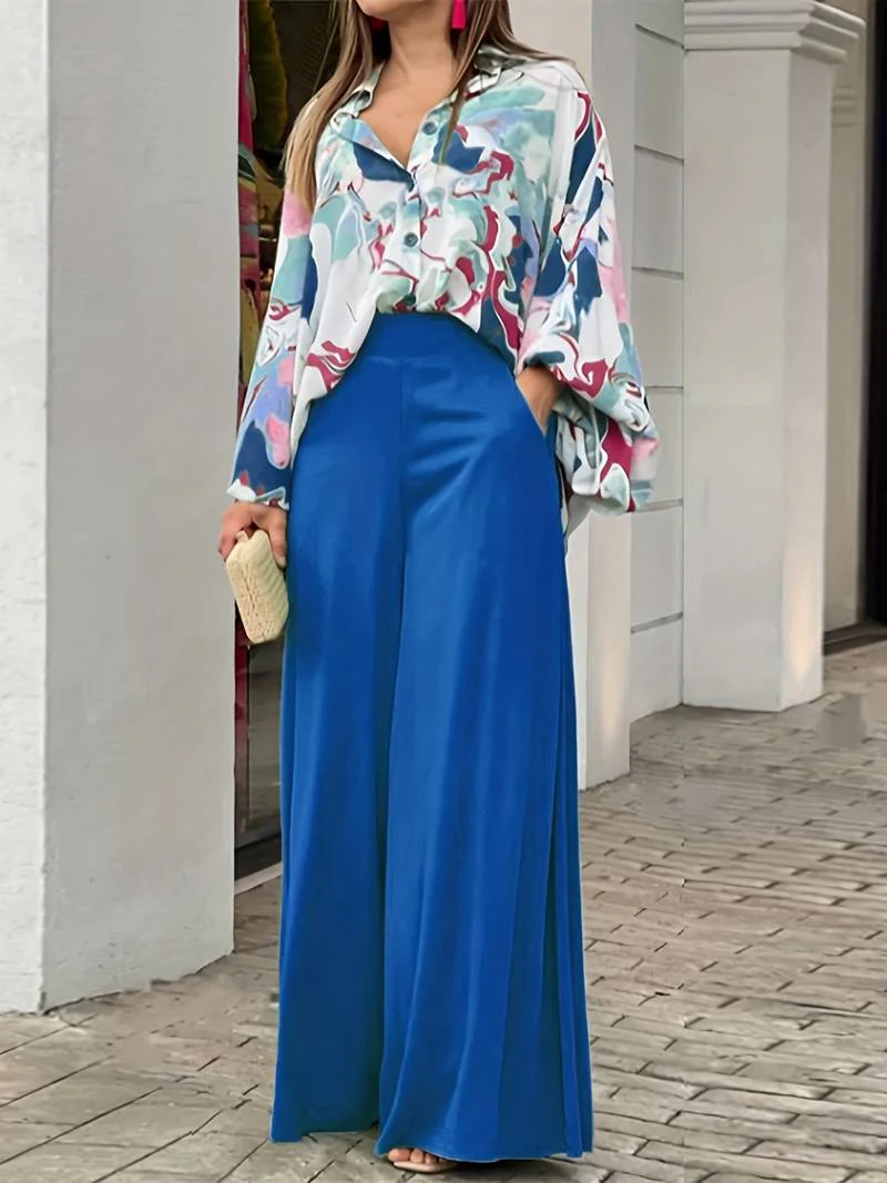 Karina® | Two-Piece Printed Blouse And Wide Trousers For Women