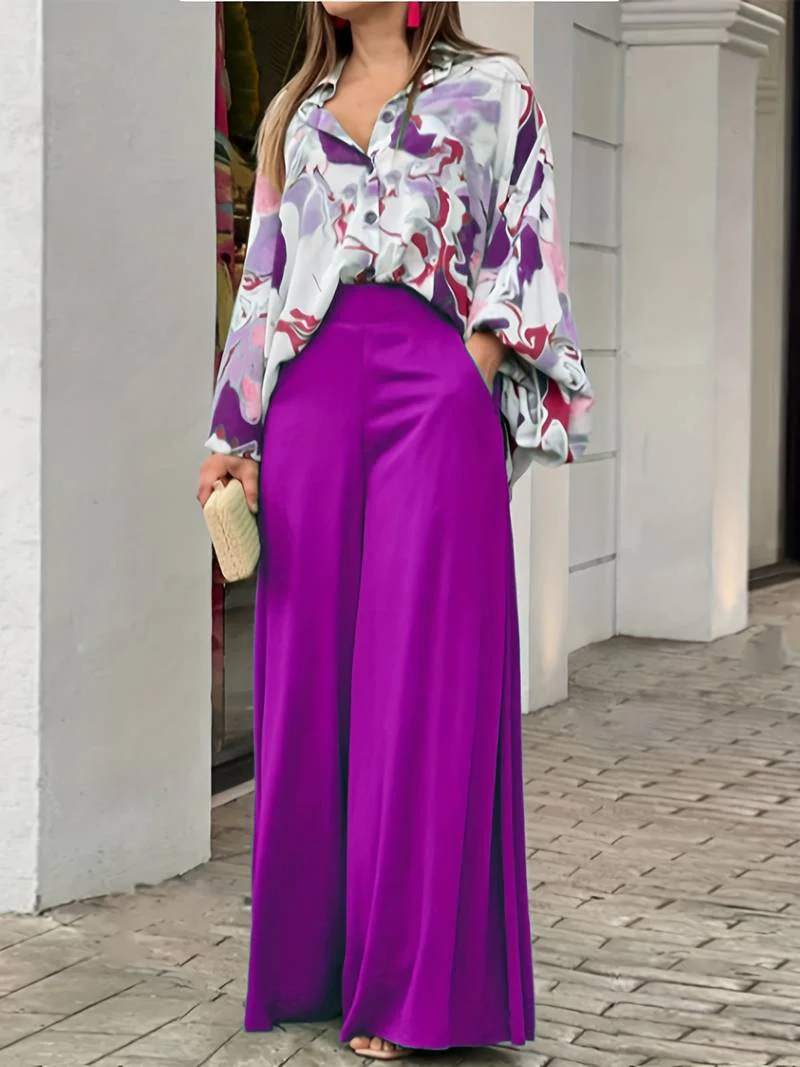 Karina® | Two-Piece Printed Blouse And Wide Trousers For Women - Image 3