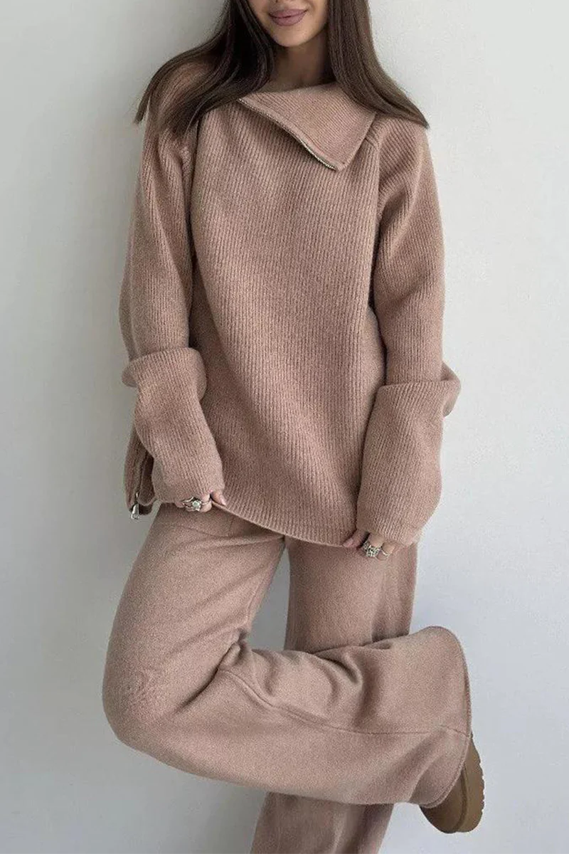 Karla | Casual daily long sleeve two piece suit with zip collar - Image 11