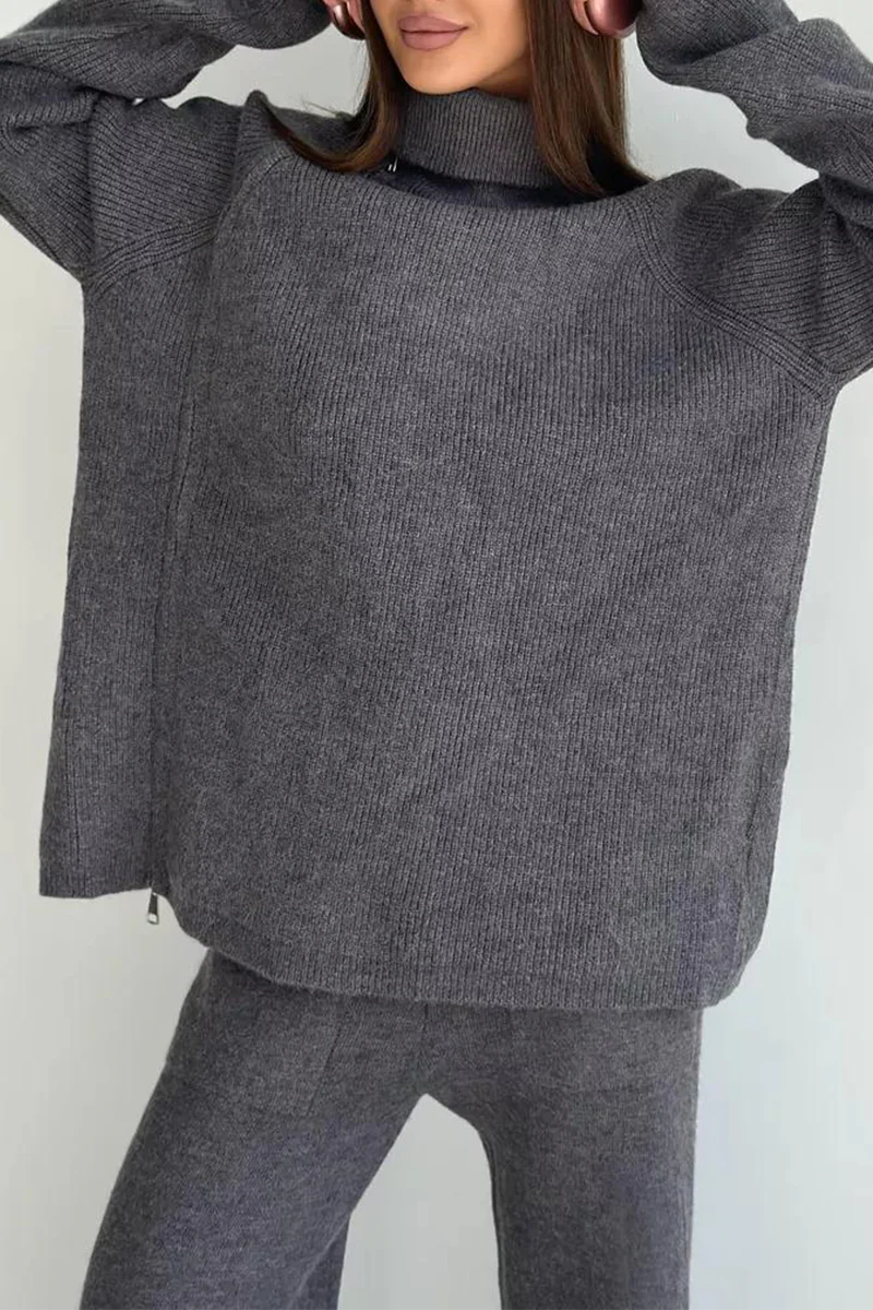Karla | Casual daily long sleeve two piece suit with zip collar - Image 13