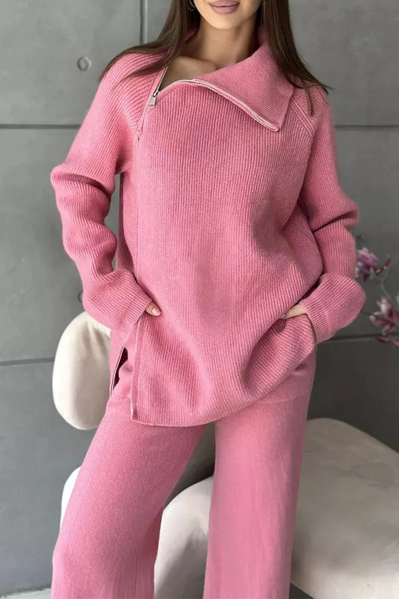 Karla | Casual daily long sleeve two piece suit with zip collar - Image 16