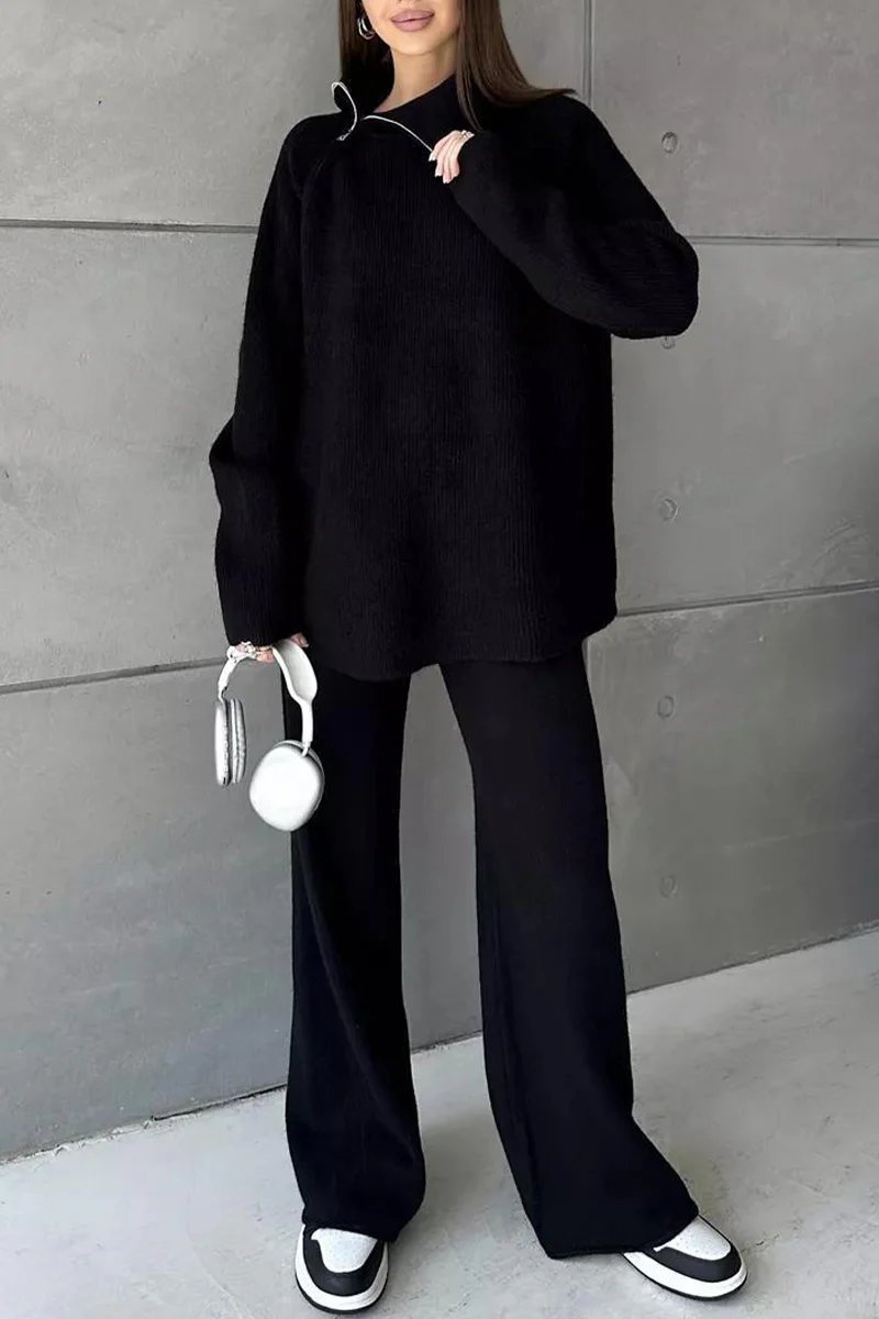 Karla | Casual daily long sleeve two piece suit with zip collar - Image 6