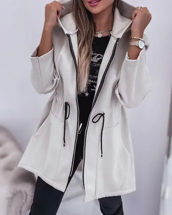 Karol | Pleated jacket with hood and zip - Image 8