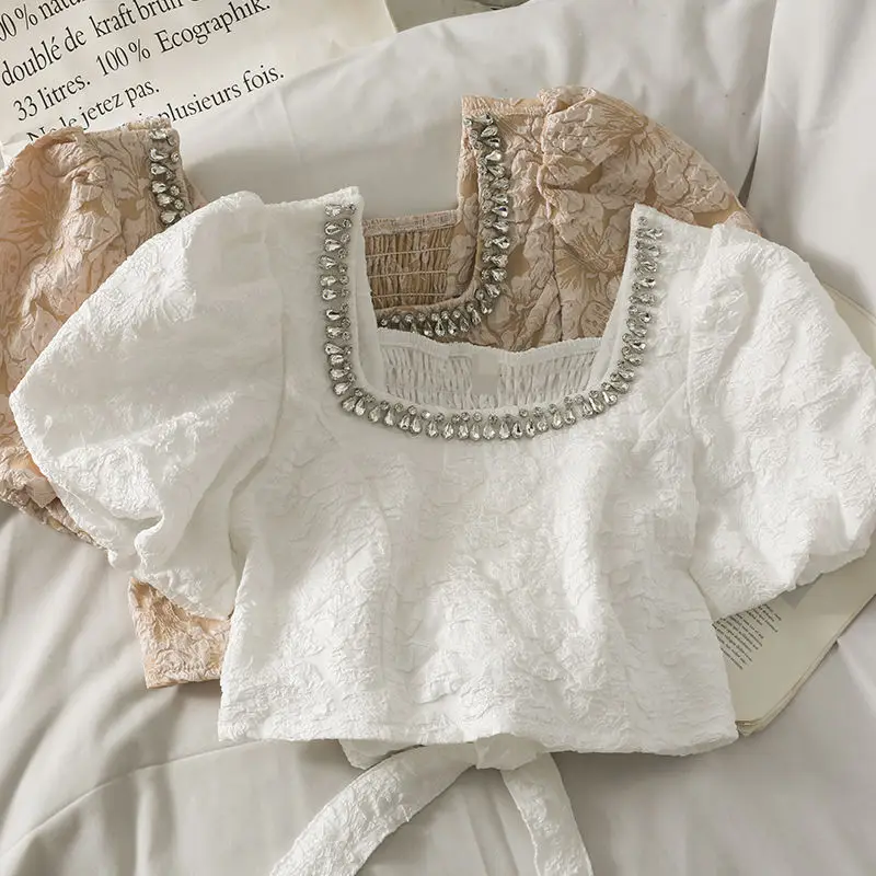 Kasia® | Summer Blouse With Diamonds In Korean Style - Image 4