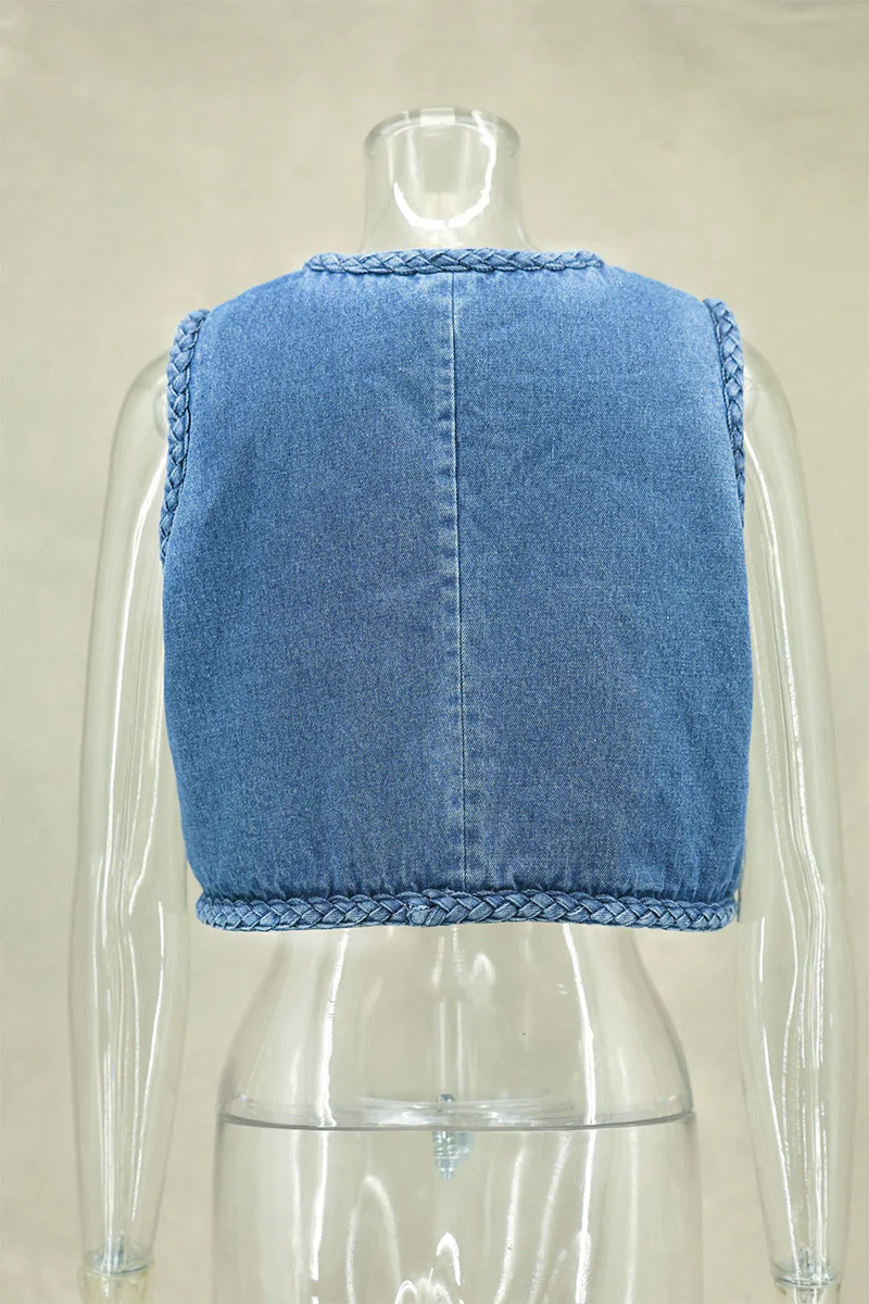 Katarina | Casual plain woven vest with O-neck - Image 6