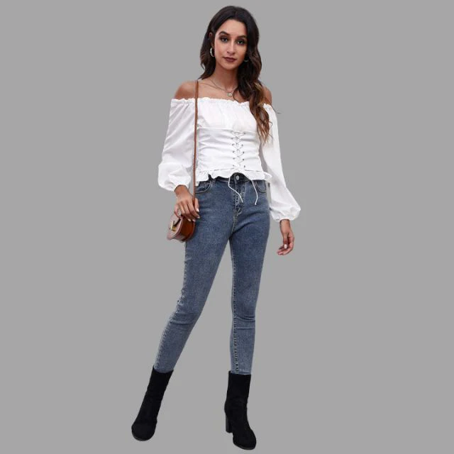 Katerina® | The-Shoulder Blouse With Lace Front