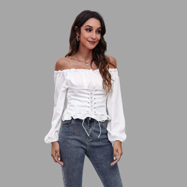 Katerina® | The-Shoulder Blouse With Lace Front - Image 2