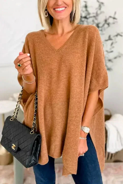 Katherine® | Loose V-Neck Batwing Sweater - Image 5