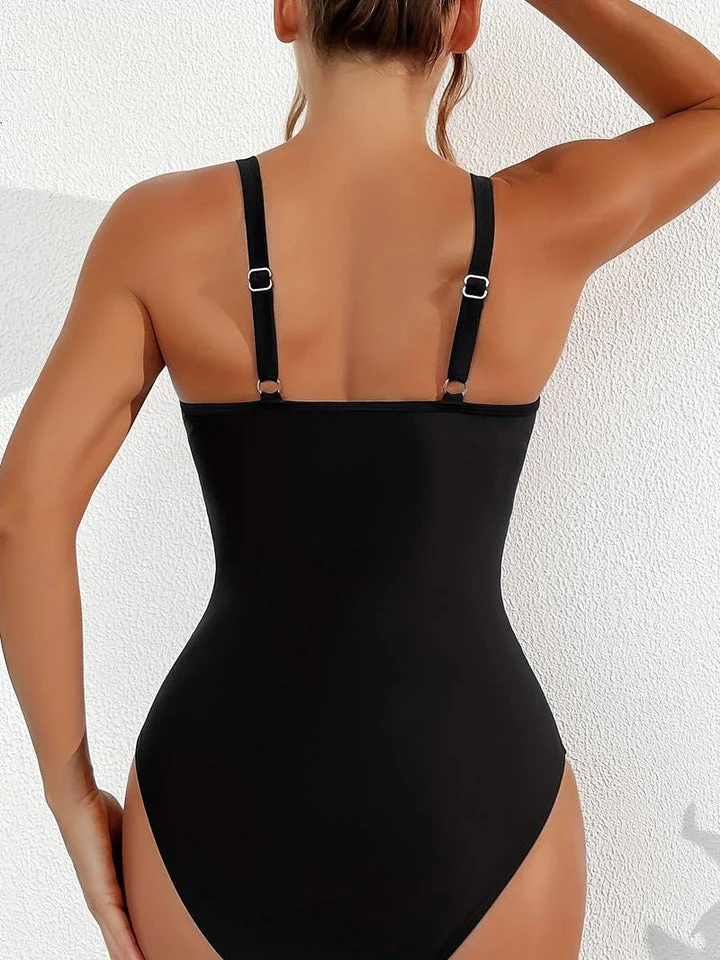 Kathleen® | One-Piece Swimsuit In Black Mesh With Contrast - Image 3
