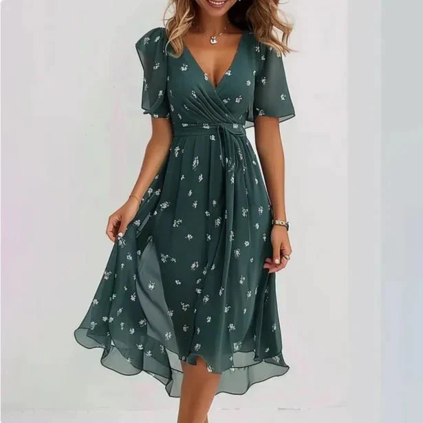 Katia® | Elegant V-Neck Dress For Everyday Chic