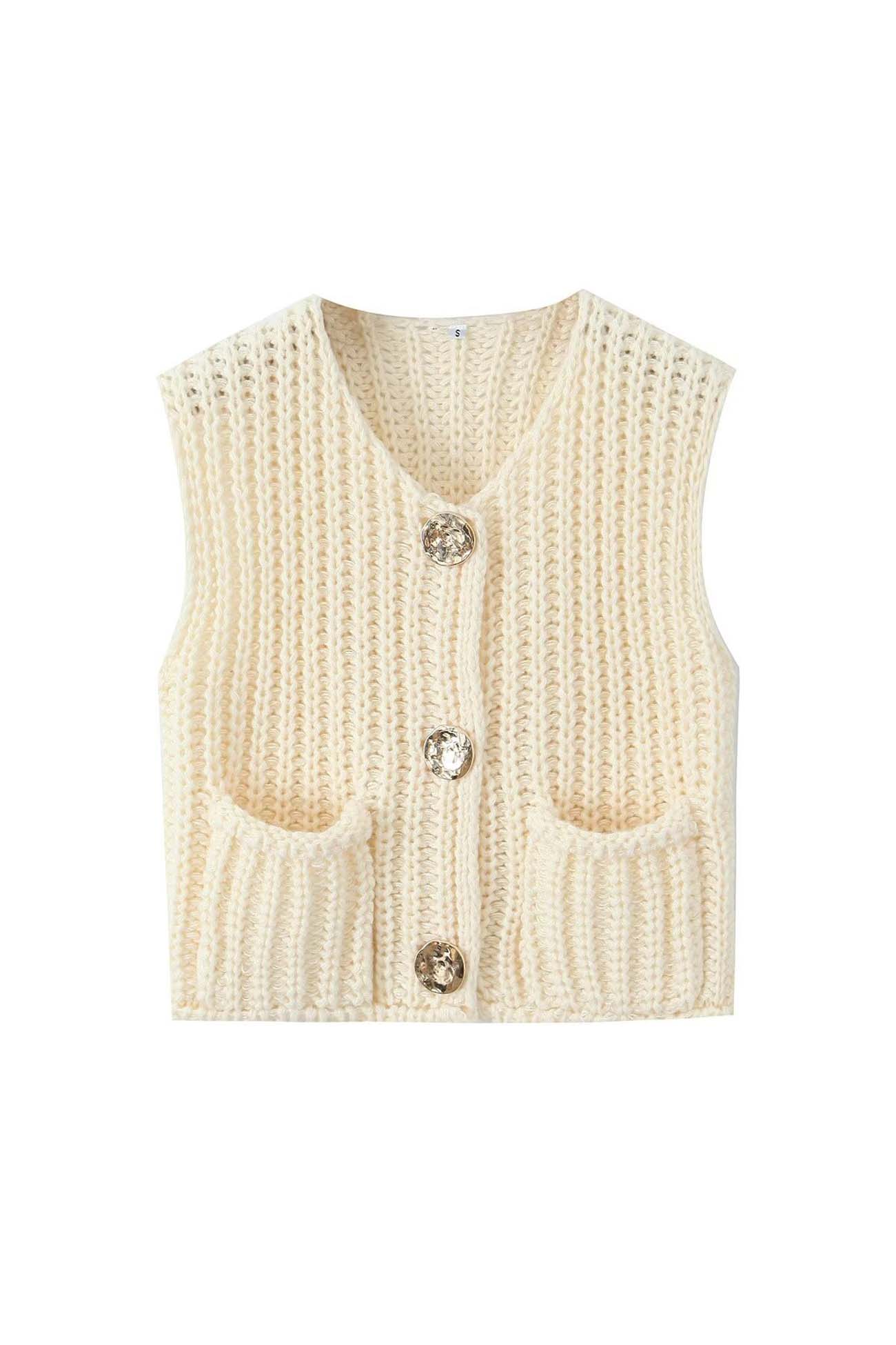Katinka | Cardigan with a button placket at the front and sleeveless pockets - Image 10